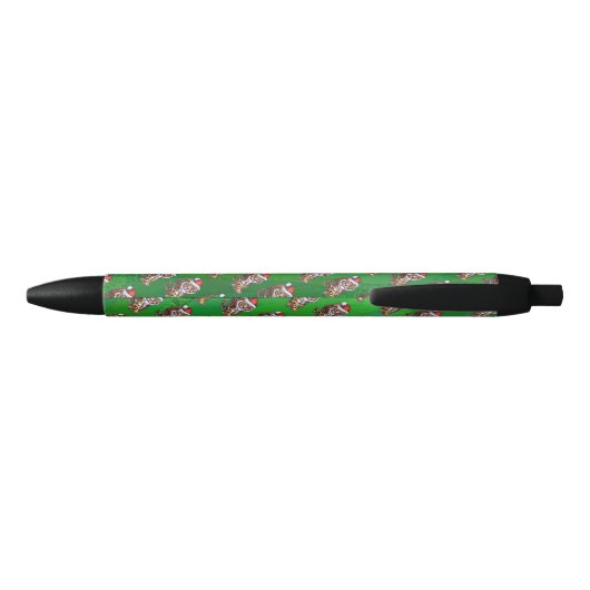 Stylo Noir Noël Tigre Sur Vert (Dos)