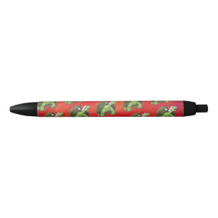 Stylo Noir Noël Tortue Sur Rouge