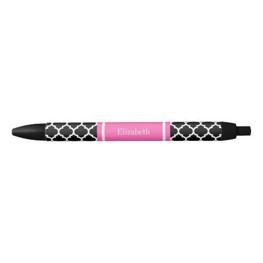 Stylo Noir Noir Blanc Marocain #5 Hot Rose #2 Nom Monogramme (Devant)