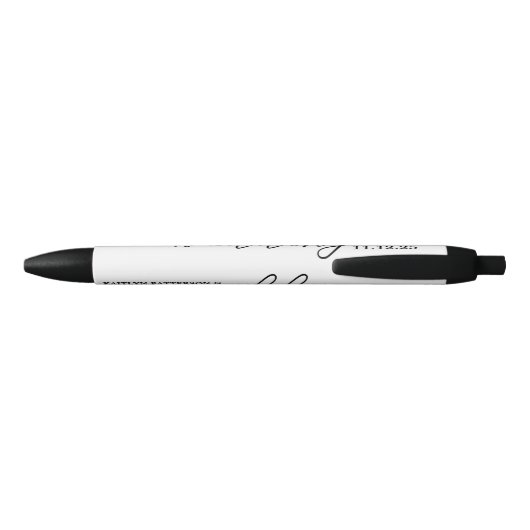 Stylo Noir Noir & Blanc Moderne Simple Script Wedding Faveur (Dos)