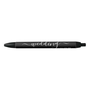 Stylo Noir Noir & Blanc Moderne Simple Script Wedding Faveur