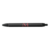 Noir Bourgogne Rouge Monogramme Élégant Nom du scr