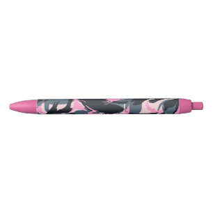 Stylo Noir Noir et roses indien Camo de Girlie