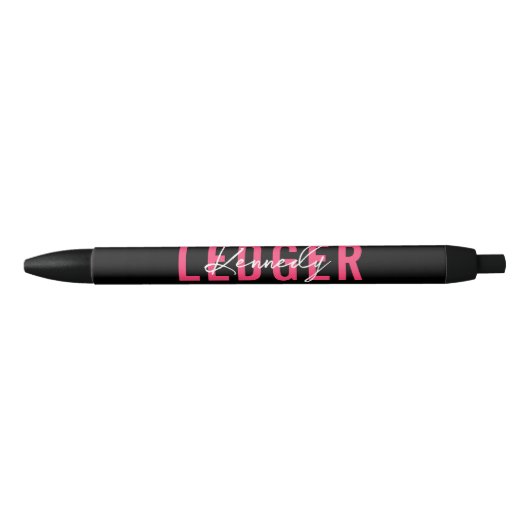 Stylo Noir Noir rose chaud Nom noir dans le script de signatu (Devant)