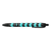 Stylo Noir Nom Aqua Blue Zig Zag sur Noir (Bas)