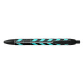 Stylo Noir Nom Aqua Blue Zig Zag sur Noir (Dos)