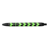 Stylo Noir Nom Bright Green Zig Zag sur Noir (Devant)