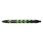 Stylo Noir Nom Bright Green Zig Zag sur Noir (Dos)