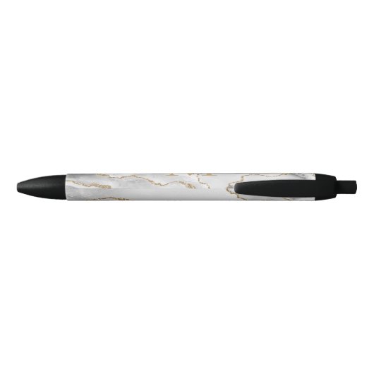 Stylo Noir Nom chic en or blanc pailleté monogramme agate (Dos)