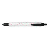 Stylo Noir Nom de monogramme de script de cœurs roses mignons (Dos)