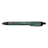 Stylo Noir Nom de monogramme élégant en or avec agate turquoi (Bas)