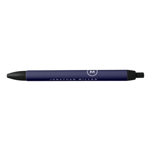 Stylo Noir Nom de monogramme professionnel minimal (Devant)