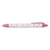 Stylo Noir Nom de script de nœud de fraise coquette rose fémi (Haut)