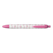 Stylo Noir Nom de script de nœud de fraise coquette rose fémi (Dos)
