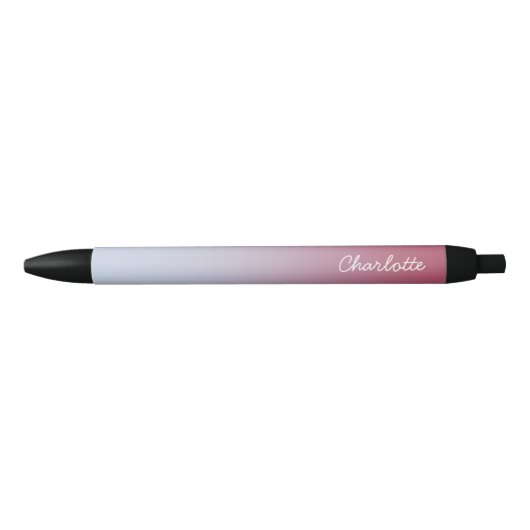 Stylo Noir Nom de script moderne Pink Blue Gradient Personnal (Devant)