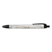 Stylo Noir Nom de script monogramme en agate pailletée or bla (Haut)