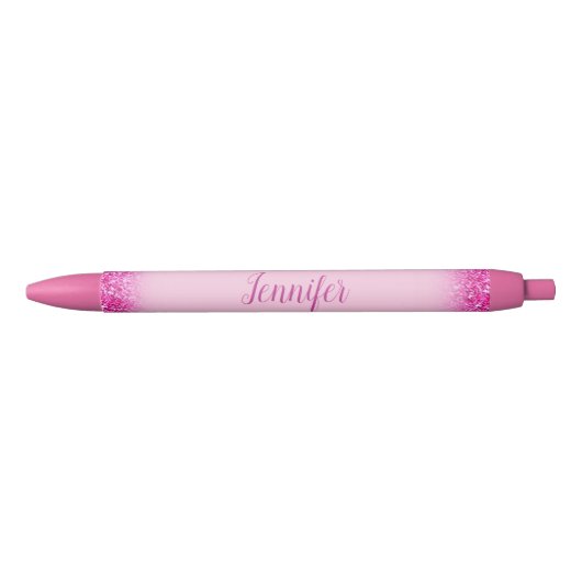Stylo Noir Nom de script personnalisé Modèle de Parties scint (Devant)