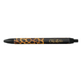 Stylo Noir Nom de signature du monogramme du motif Leopard (Devant)
