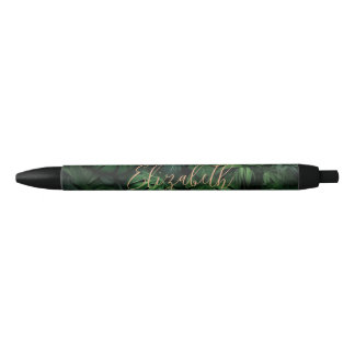 Stylo Noir Nom de style tropical Monstera Gold