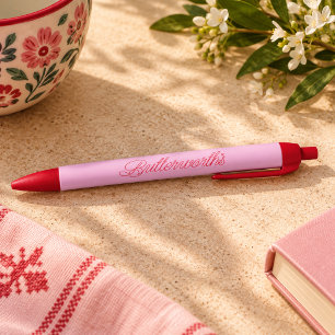 Stylo Noir Nom d'entreprise à typographie rose et rouge uniqu