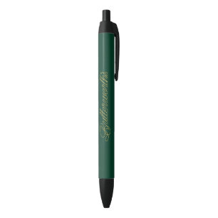 Stylo Noir Nom d'entreprise à typographie verte et dorée uniq