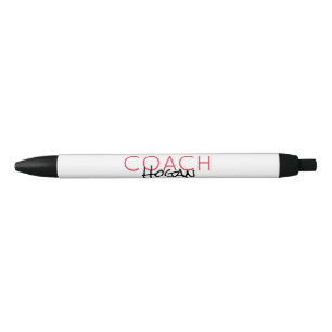 Stylo Noir NOM DU COACH texte personnalisé rouge noir Sports