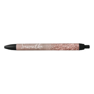 Stylo Noir Nom du glamour or Rose Glitt
