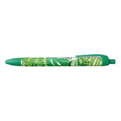 Stylo Noir Nom du monogramme des Feuilles tropicaux verts (Haut)