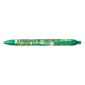 Stylo Noir Nom du monogramme des Feuilles tropicaux verts (Dos)