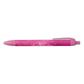 Stylo Noir Nom du monogramme étincelant brillant rose-chaud (Haut)