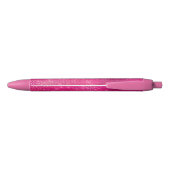 Stylo Noir Nom du monogramme étincelant brillant rose-chaud (Dos)