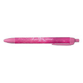 Stylo Noir Nom du monogramme étincelant brillant rose-chaud (Bas)