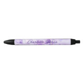 Stylo Noir Nom du script d'art Abstrait violet Monogramme (Devant)