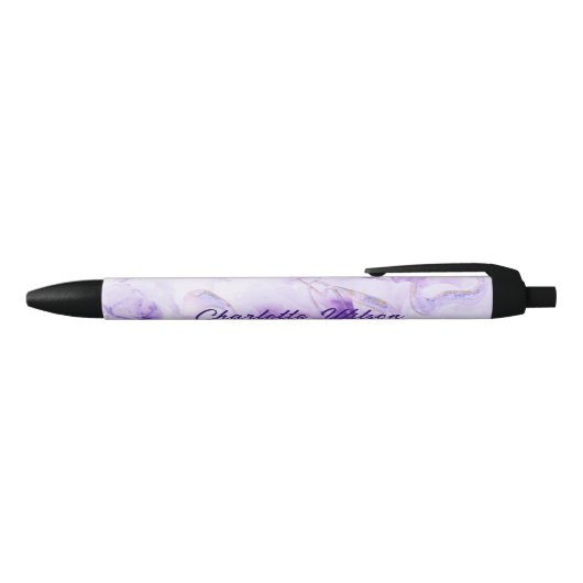 Stylo Noir Nom du script d'art Abstrait violet Monogramme (Haut)