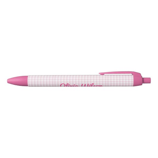 Stylo Noir Nom du script rose vif Monogramme (Haut)