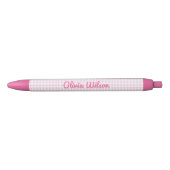 Stylo Noir Nom du script rose vif Monogramme (Devant)