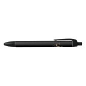 Stylo Noir Nom élégant en script Monogramme Noir Or  (Haut)