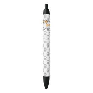 Stylo Noir Nom et nom du chien mignon d'espagne tibétain de P