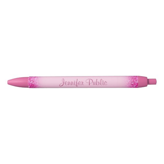Stylo Noir Nom manuscrit de script Girly Parties scintillant  (Devant)