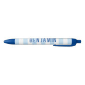 Stylo Noir Nom moderne bleu pâle et blanc rayé (Bas)
