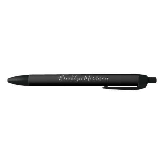 Stylo Noir Nom monogramme de script personnalisé noir élégant (Bas)