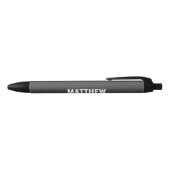 Stylo Noir Nom monogramme professionnel gris moderne (Haut)