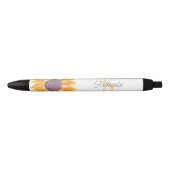 Stylo Noir Nom Monogramme Tournesol Jaune (Devant)