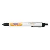 Stylo Noir Nom Monogramme Tournesol Jaune (Bas)