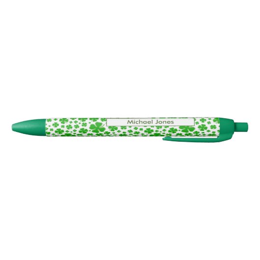 Stylo Noir Nom:  Motif Shamrock de St Patrick's Green Random (Bas)