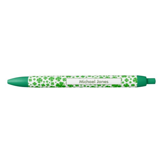 Stylo Noir Nom: Motif Shamrock de St Patrick's Green Random (Devant)
