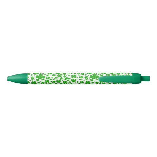 Stylo Noir Nom:  Motif Shamrock de St Patrick's Green Random (Dos)
