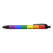 Stylo Noir Nom personnalisable Rainbow Pride Flag (Haut)