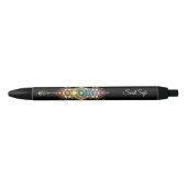 Stylo Noir Nom personnalisé Aligné Gold Chakra (Devant)