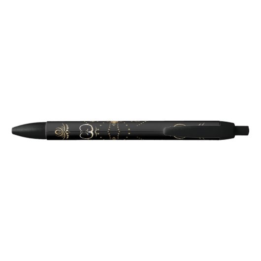 Stylo Noir Nom personnalisé Aligné Gold Chakra (Dos)